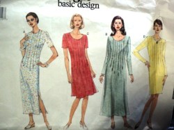 1921 EZ VOGUE STRAIGHT- FLARE SS-LS TUCK DRESS 3 LENGTHS PATTERN 8-18 2 SIZES UNCUT